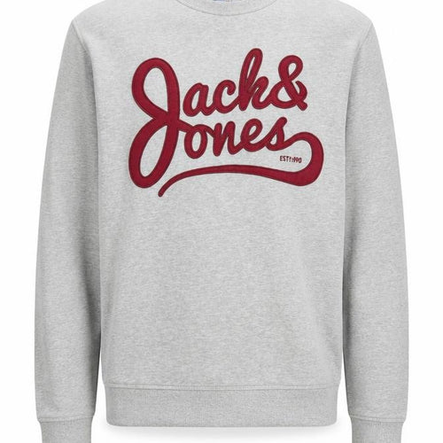 Jack & Jones Men's Grey Crew Neck Logo Sweatshirt S