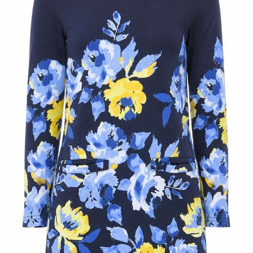 Joules Women's Blue Floral Shift Dress, Size 8, Casual Elegance