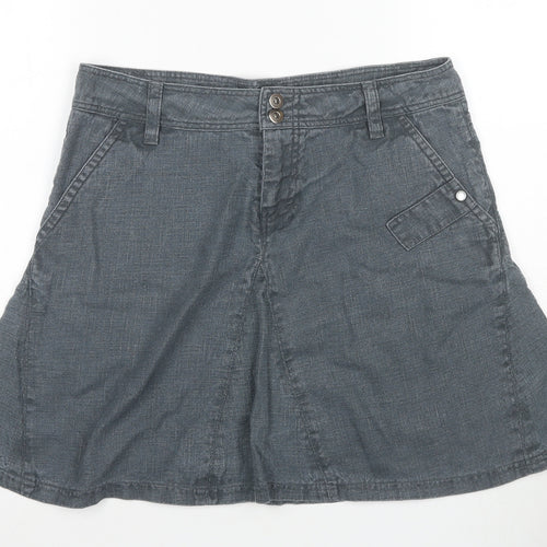 ICHI Women's Grey A-Line Knee Length Skirt M