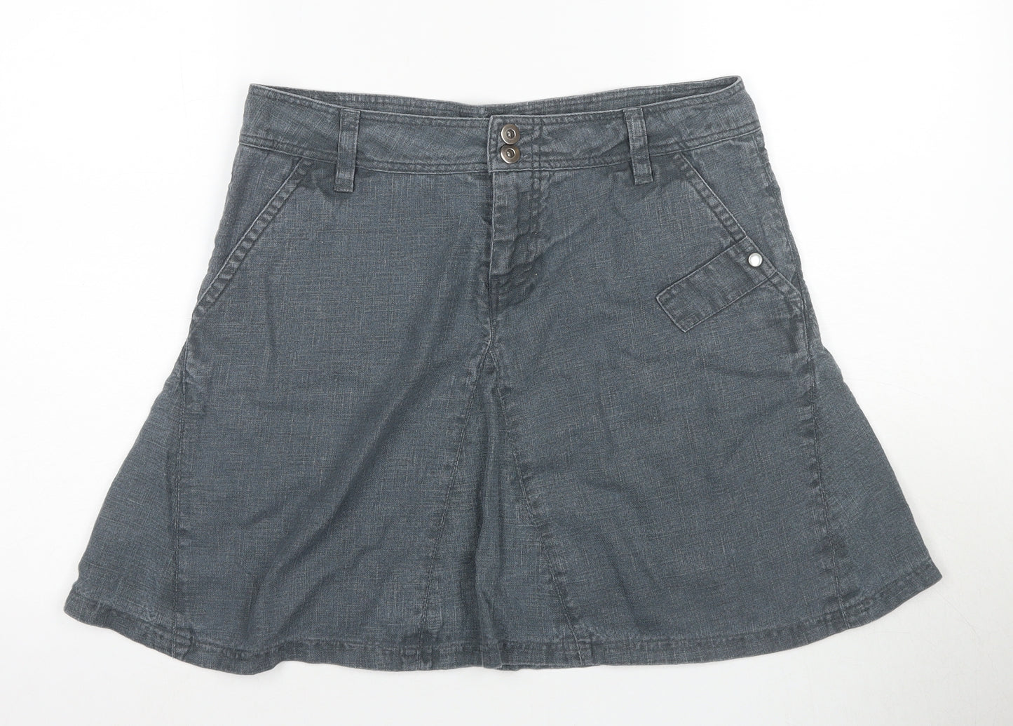 ICHI Women's Grey A-Line Knee Length Skirt M