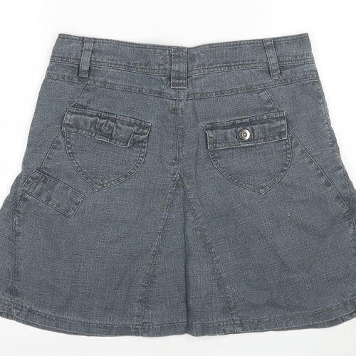 ICHI Women's Grey A-Line Knee Length Skirt M