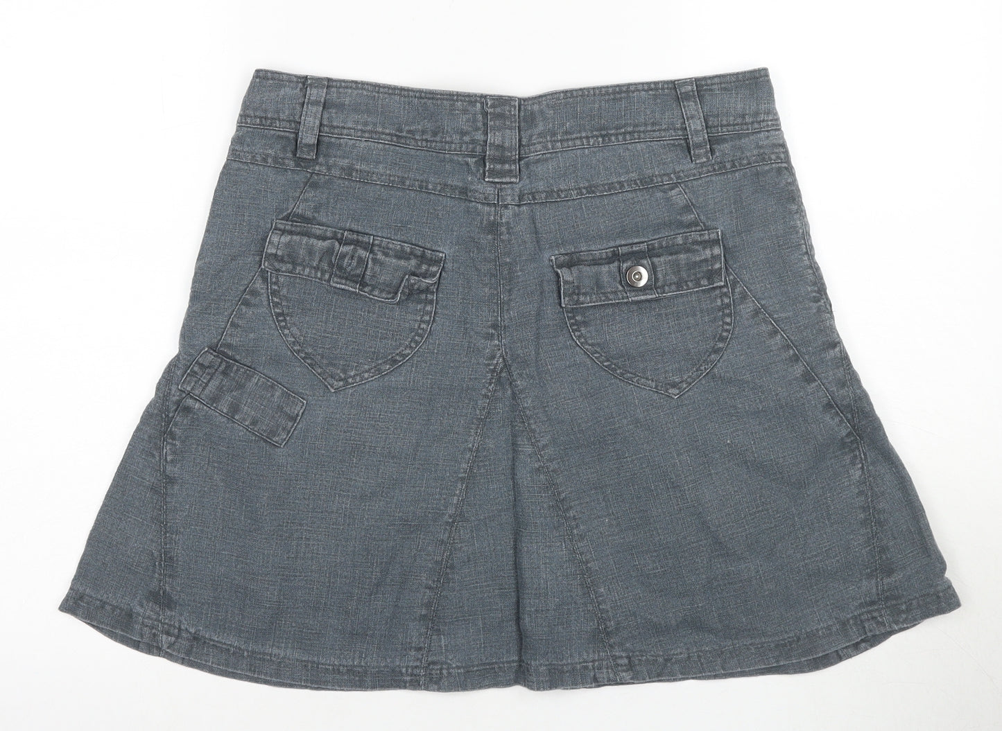 ICHI Women's Grey A-Line Knee Length Skirt M