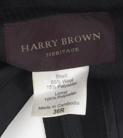 Harry Brown Men's Black Wool Trousers, Size 36
