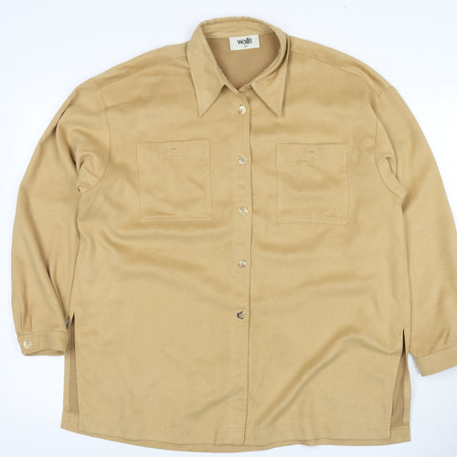 Wallis Women Beige Button-Up Shirt, Size 12, Casual