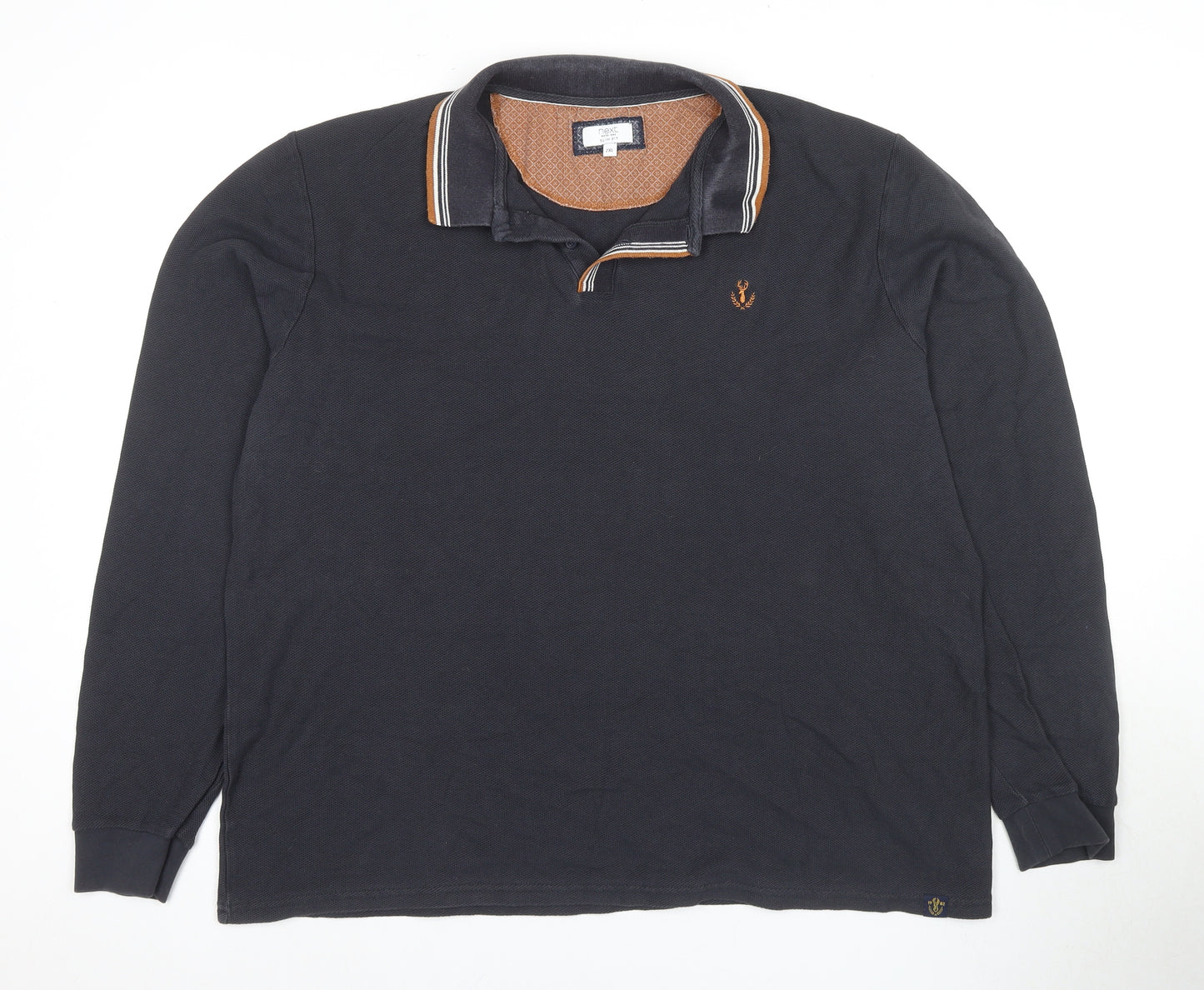 Next Men's Black 2XL Long Sleeve Polo Shirt