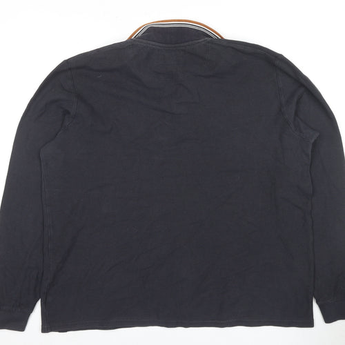Next Men's Black 2XL Long Sleeve Polo Shirt