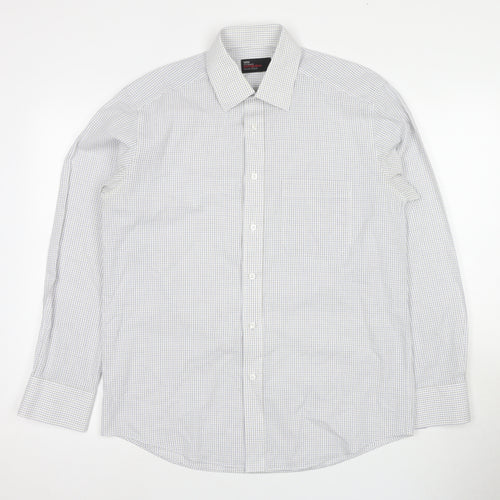 Marks and Spencer Men's Grey Check Dress Shirt L
