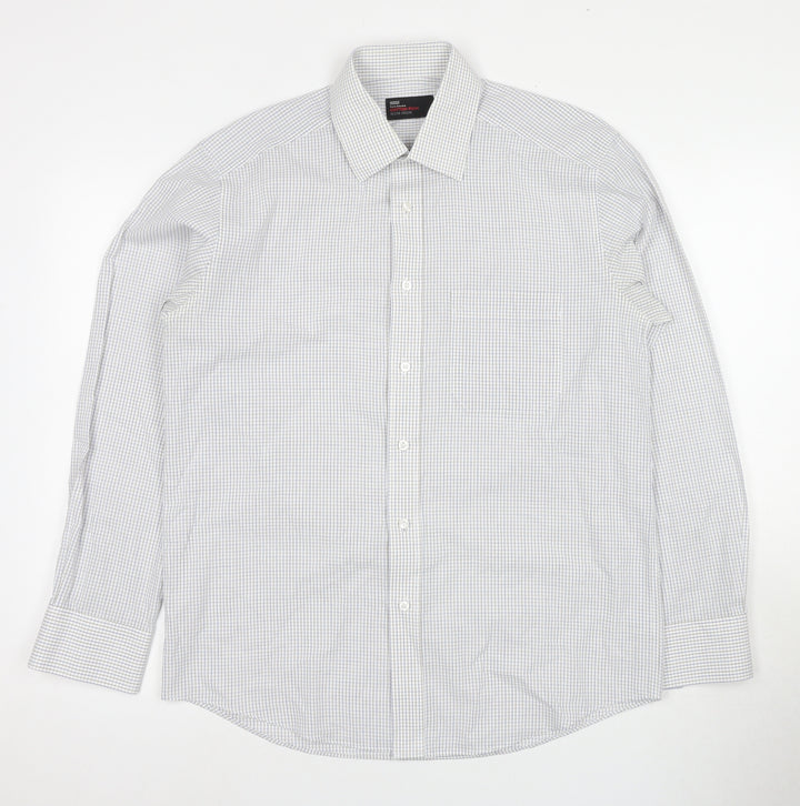 Marks and Spencer Men's Grey Check Dress Shirt L