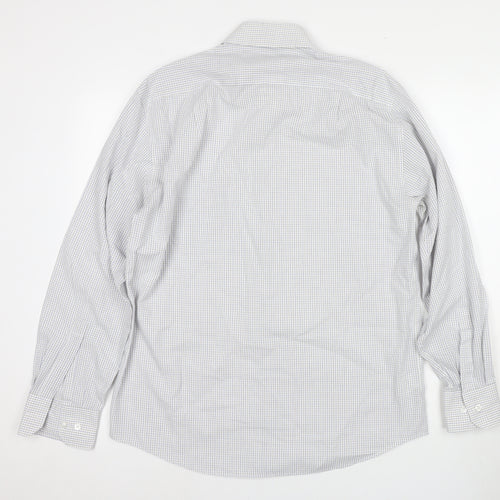 Marks and Spencer Men's Grey Check Dress Shirt L