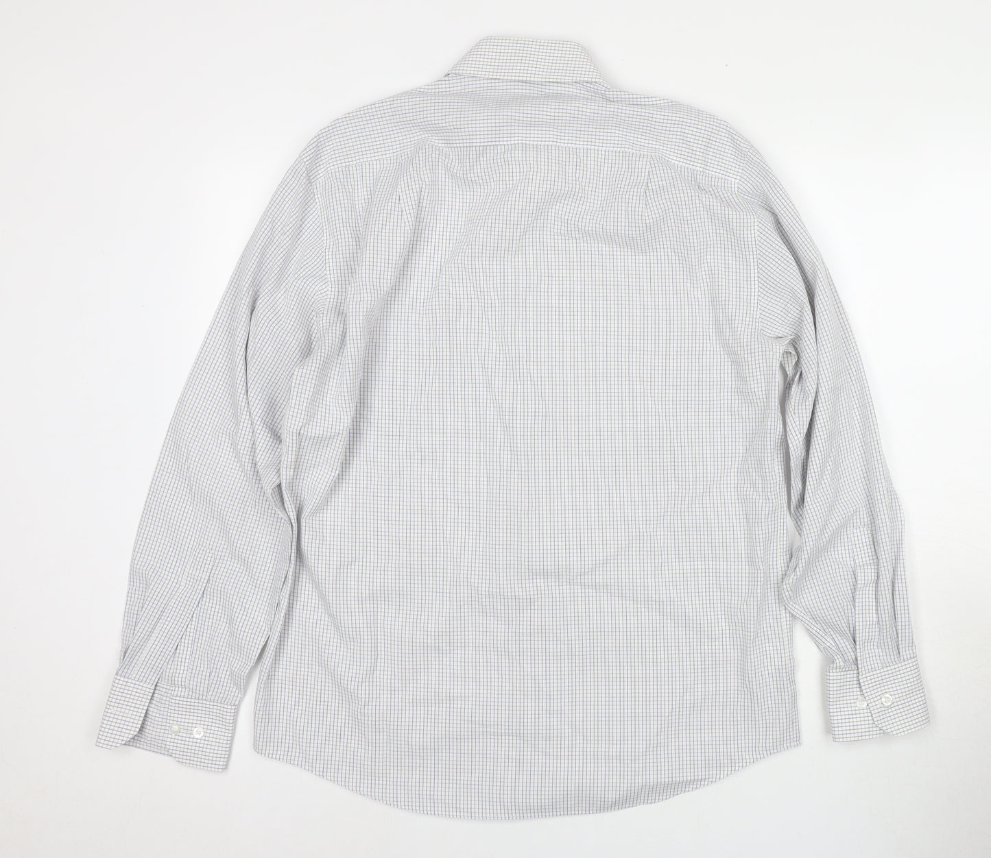 Marks and Spencer Men's Grey Check Dress Shirt L