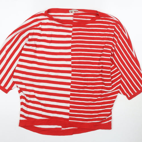 Phase Eight Women's Red Striped T-Shirt, M, 3/4 Sleeve