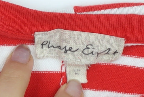 Phase Eight Women's Red Striped T-Shirt, M, 3/4 Sleeve