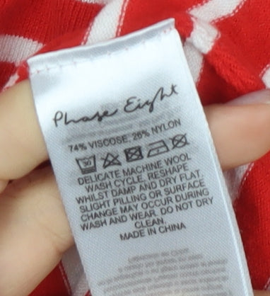 Phase Eight Women's Red Striped T-Shirt, M, 3/4 Sleeve