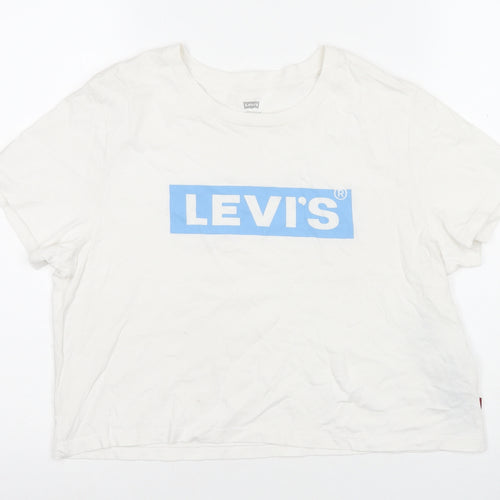 Levi's Women's White T-Shirt M Crew Neck Short Sleeve Regular