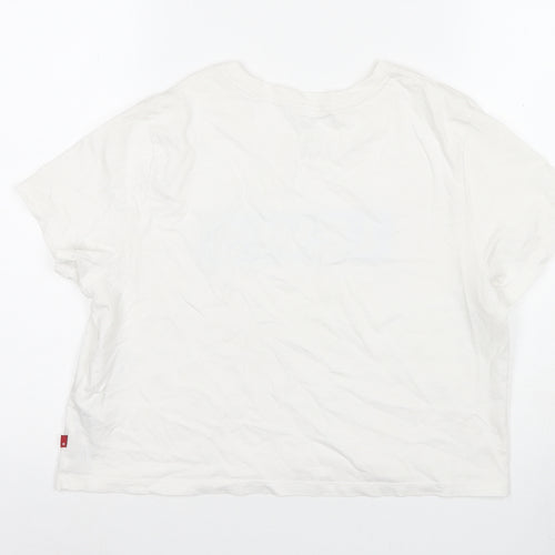Levi's Women's White T-Shirt M Crew Neck Short Sleeve Regular