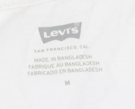 Levi's Women's White T-Shirt M Crew Neck Short Sleeve Regular