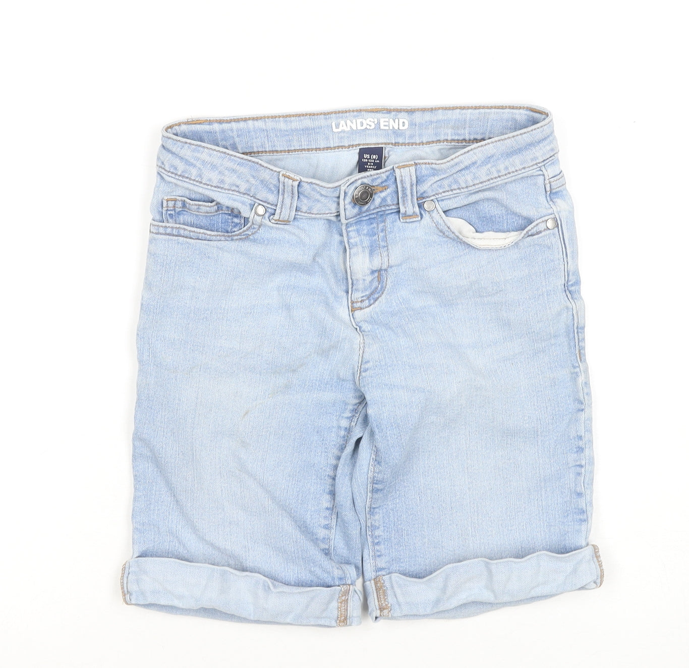 Lands' End Boys Blue Denim Bermuda Shorts 8-9 Years