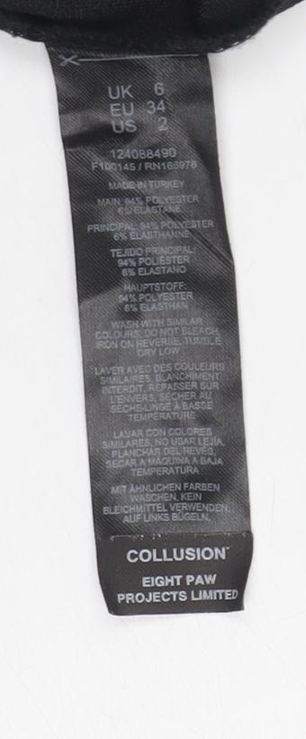 Collusion Women's Black Bodycon Midi Dress Size 6