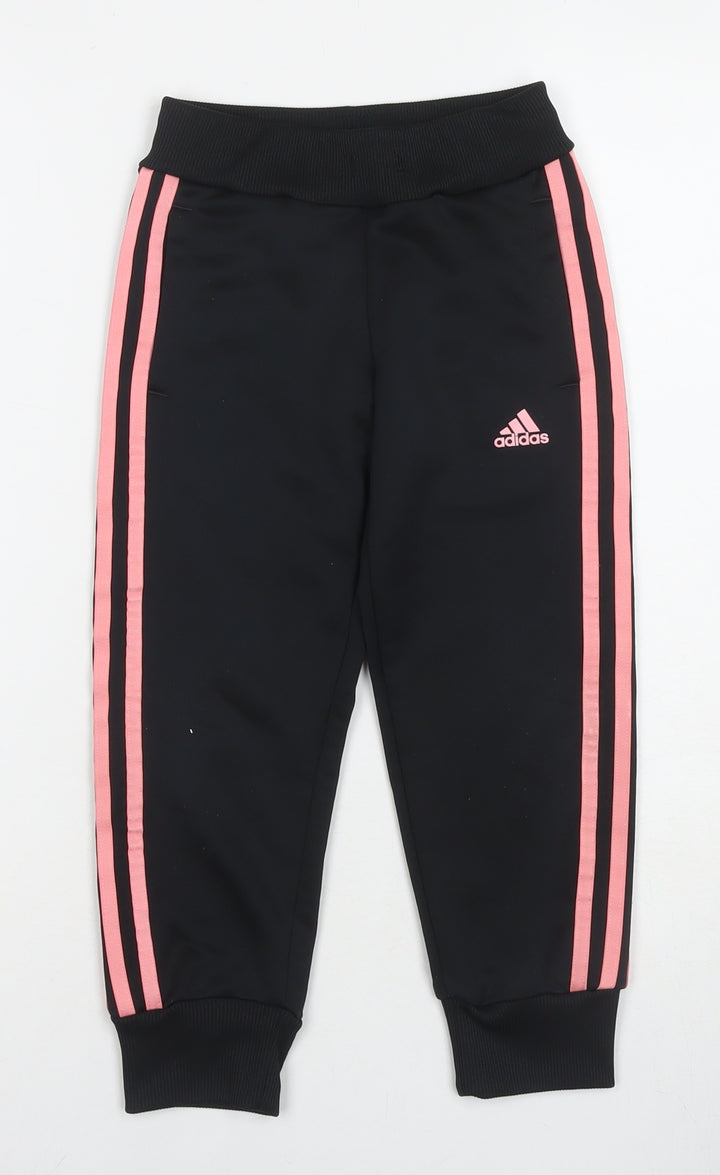 Adidas Girls Black Jogger Trousers 5-6 Years