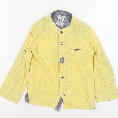 Timo Boys Yellow Button-Up Shirt, Size 11, Cotton, Long Sleeve