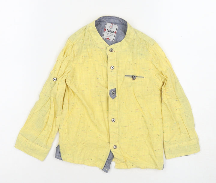 Timo Boys Yellow Button-Up Shirt, Size 11, Cotton, Long Sleeve