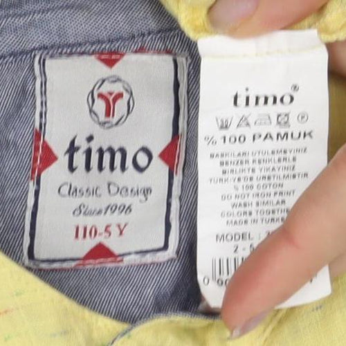 Timo Boys Yellow Button-Up Shirt, Size 11, Cotton, Long Sleeve