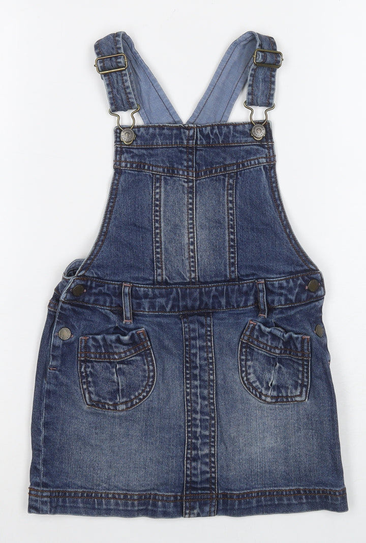 FatFace Girls Blue Denim Dungaree Pinafore Dress 4-5 Years
