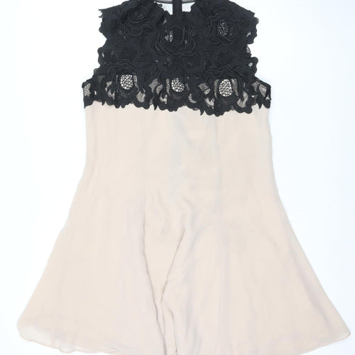 Monsoon Women's Beige Fit & Flare Lace Dress Size 10