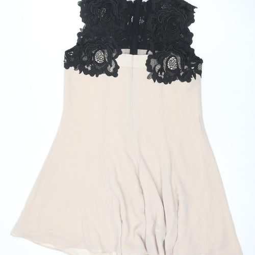 Monsoon Women's Beige Fit & Flare Lace Dress Size 10
