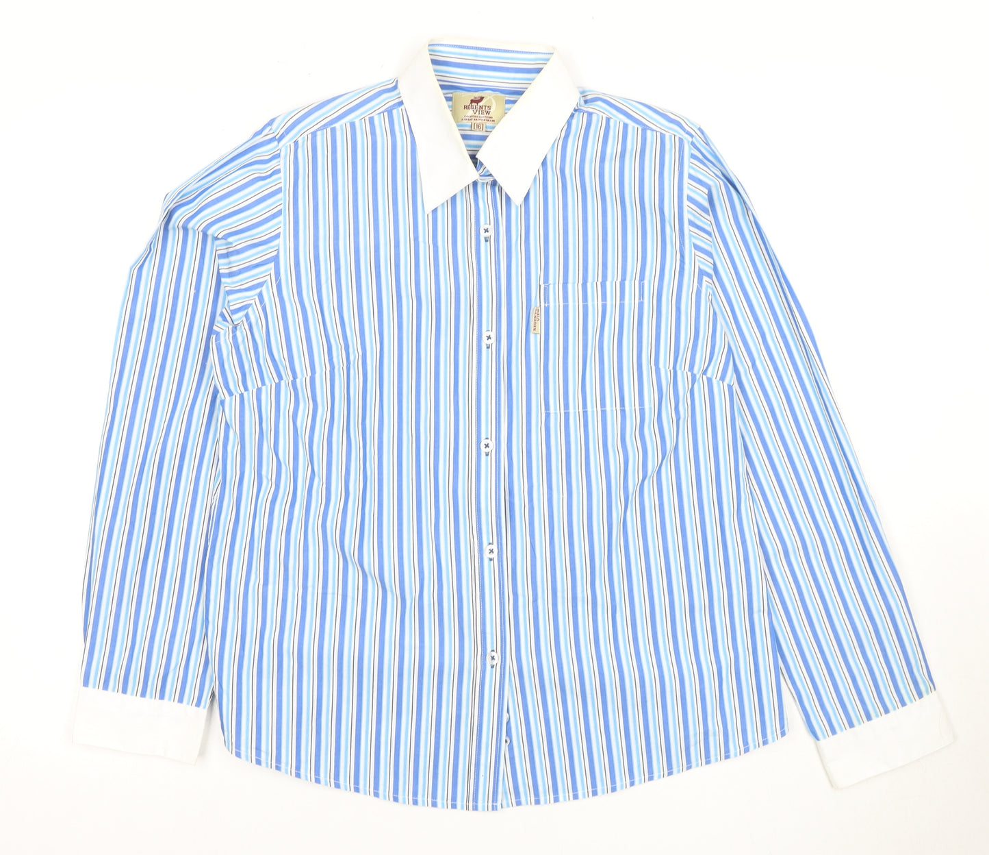 Regents View Women's Blue Striped Button-Up Shirt