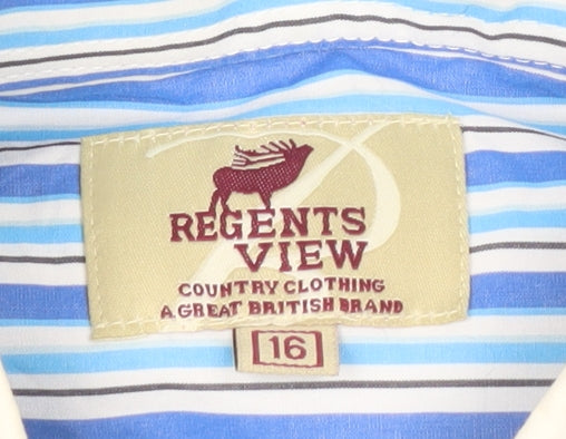 Regents View Women's Blue Striped Button-Up Shirt