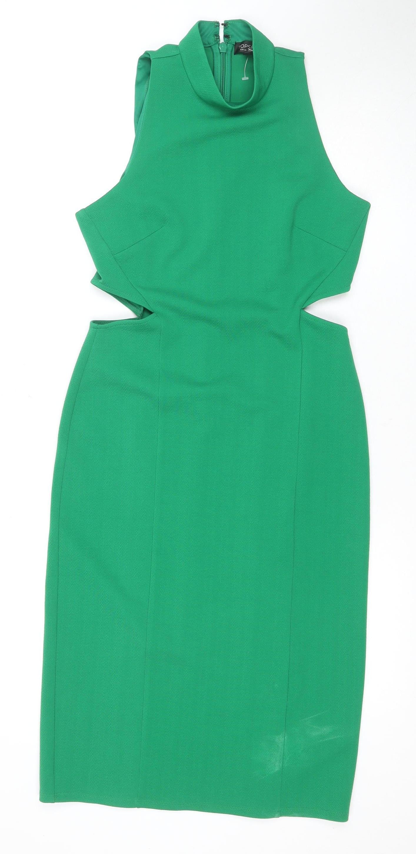 Topshop Women's Green Sheath Dress Size 12