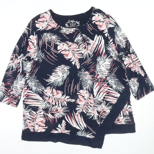 TIGI Women's Multicoloured Floral T-Shirt Size 18, 3/4 Sleeve, Spring/Summer Casual
