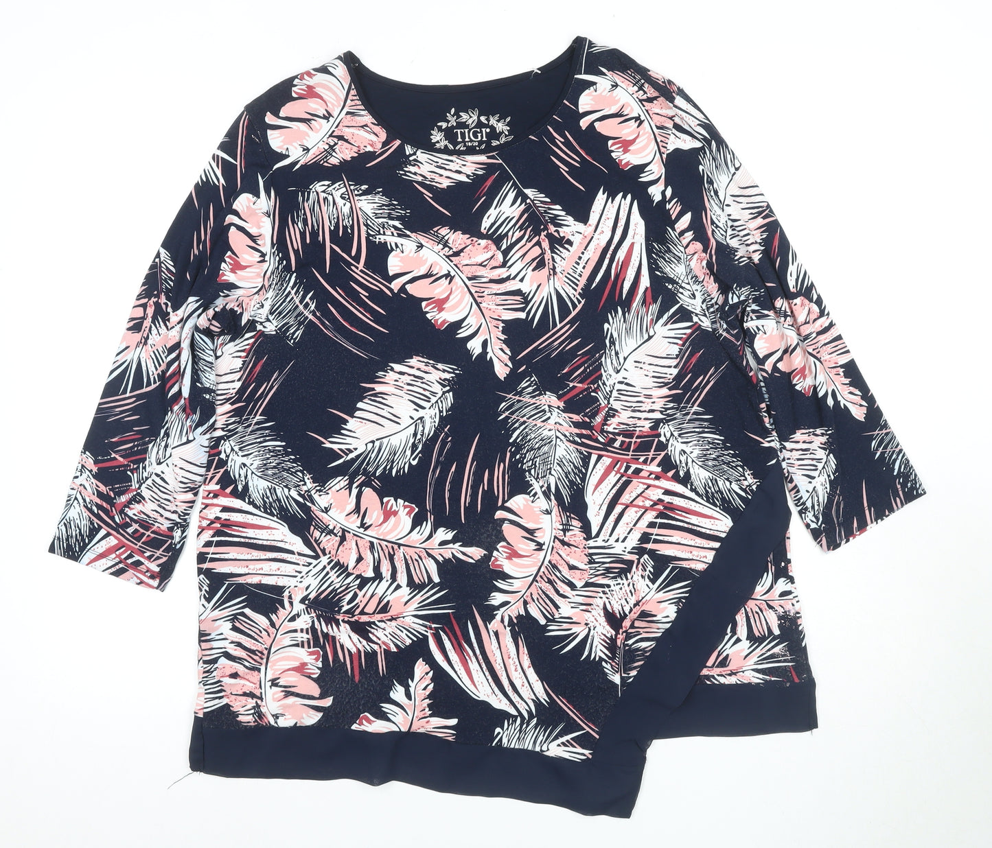 TIGI Women's Multicoloured Floral T-Shirt Size 18, 3/4 Sleeve, Spring/Summer Casual