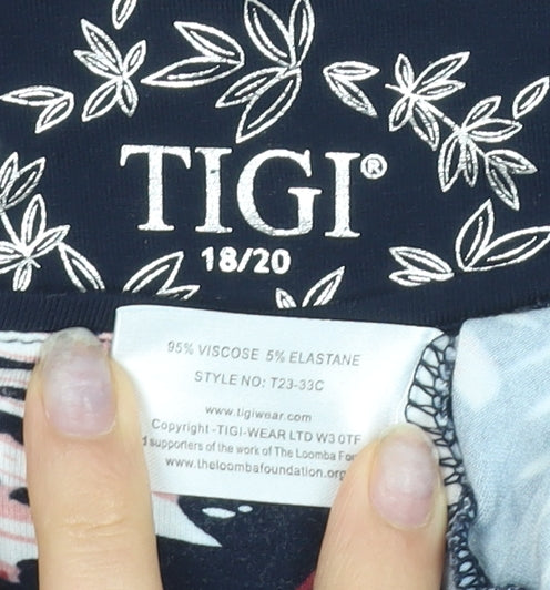 TIGI Women's Multicoloured Floral T-Shirt Size 18, 3/4 Sleeve, Spring/Summer Casual