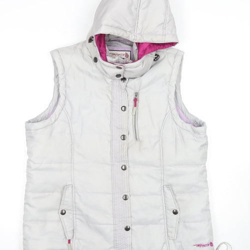Tayberry Women's White Hooded Puffer Waistcoat, L, Casual
