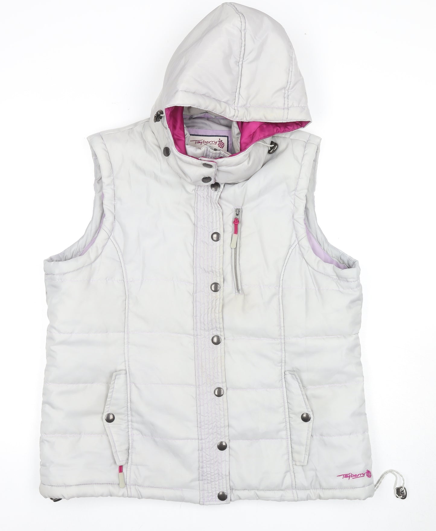 Tayberry Women's White Hooded Puffer Waistcoat, L, Casual