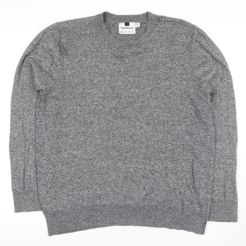 Topman Men's Grey 2XL Cotton Crew Neck Pullover Jumper