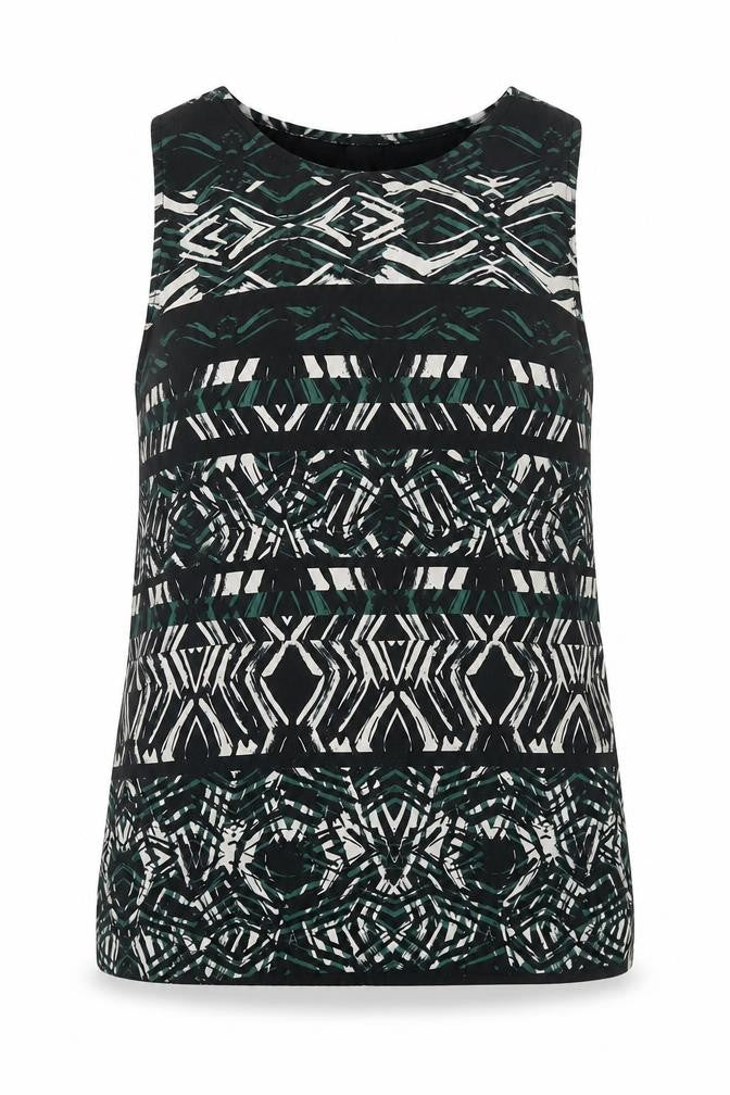 Front view of Warehouse Women's Multicoloured Geometric Tank Top, size 14