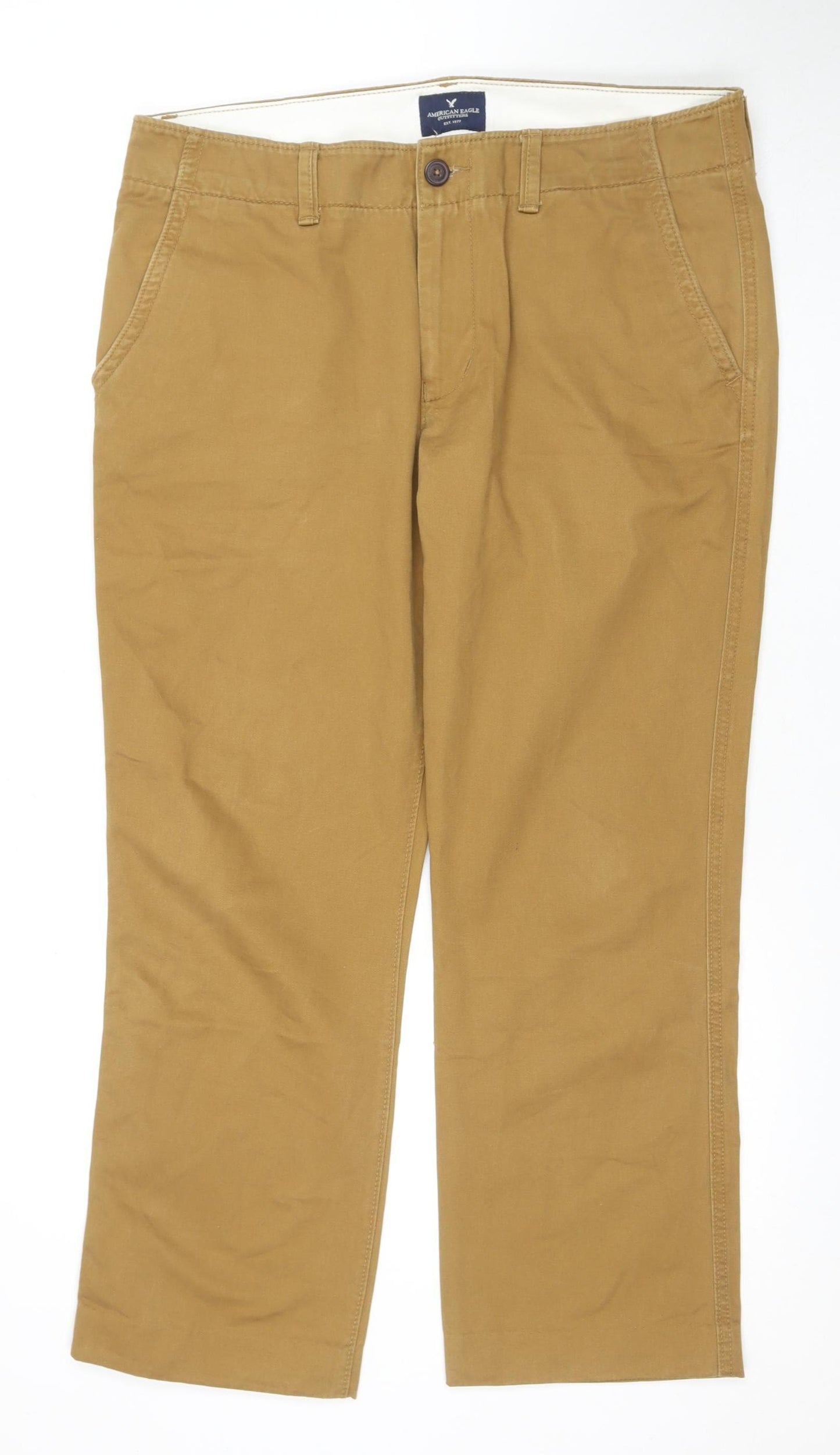 American Eagle Outfitters Men's Brown Chino Trousers, Size 36, Regular Fit