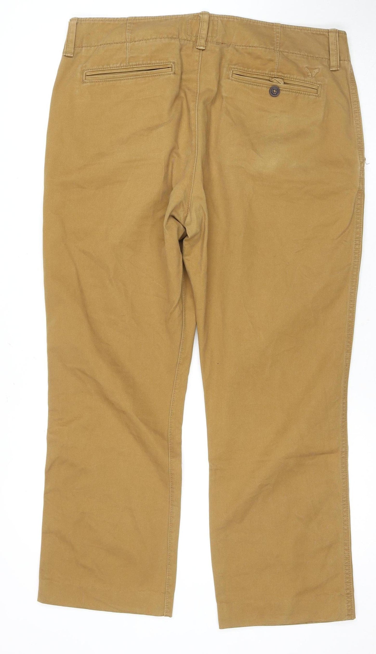 American Eagle Outfitters Men's Brown Chino Trousers, Size 36, Regular Fit