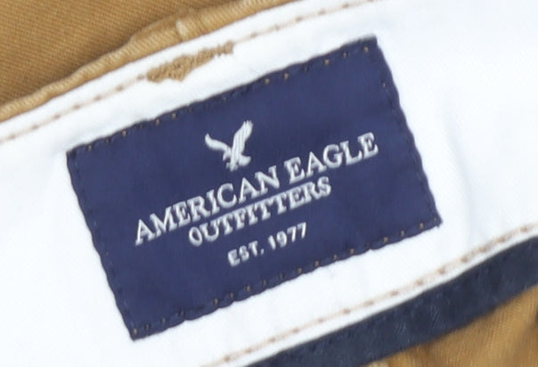American Eagle Outfitters Men's Brown Chino Trousers, Size 36, Regular Fit