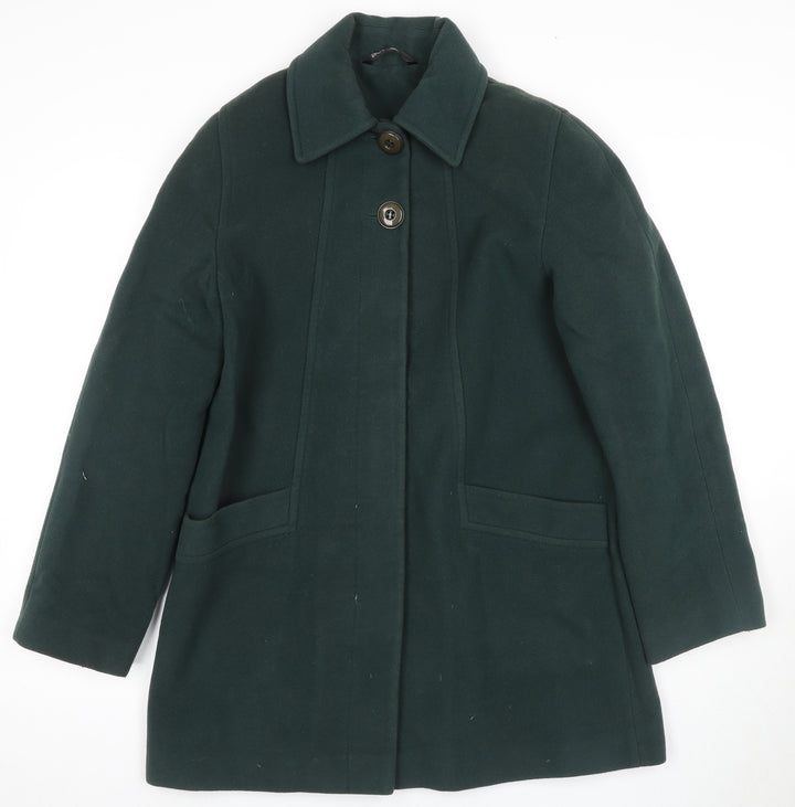 BHS Women's Green Overcoat Size 14 - Classic & Elegant
