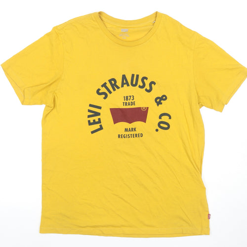 Levi's Men's Yellow Graphic Print Logo T-Shirt - Medium