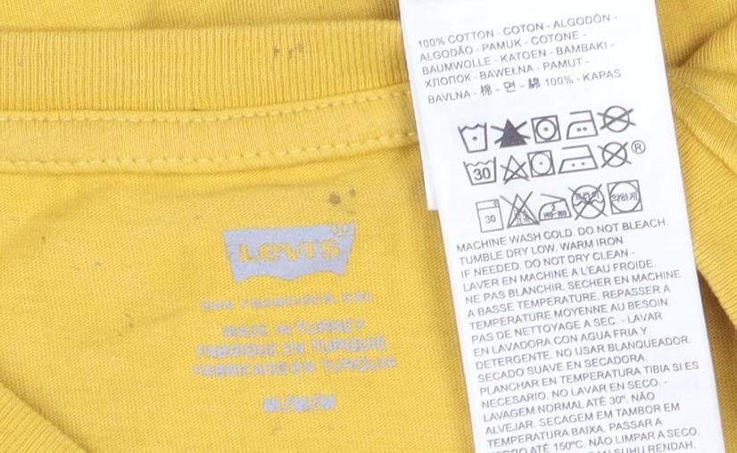 Levi's Men's Yellow Graphic Print Logo T-Shirt - Medium