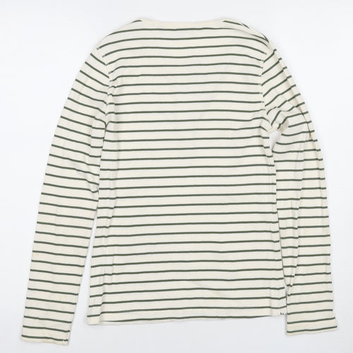 Baukjen Women's White Striped Henley T-Shirt Size 8