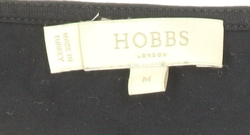 Hobbs Women's Black Collared Jersey T-Shirt, Size M