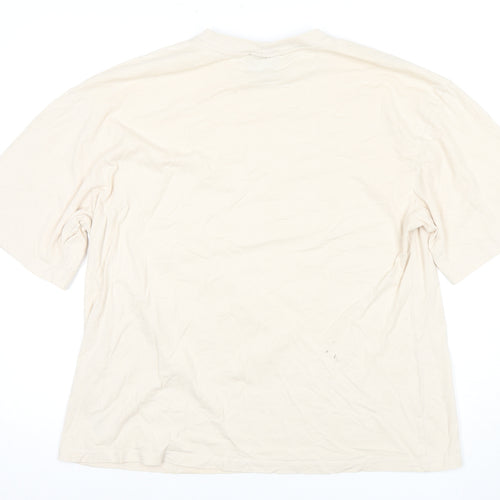 Collusion Men's Beige Crew Neck T-Shirt, Medium Size