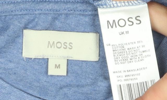 Moss Men's Blue Regular Fit Crew Neck T-Shirt M