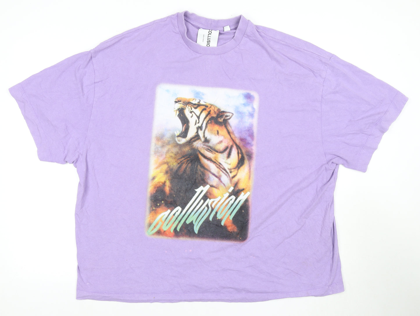 Collusion Men's Purple Animal Print T-Shirt L